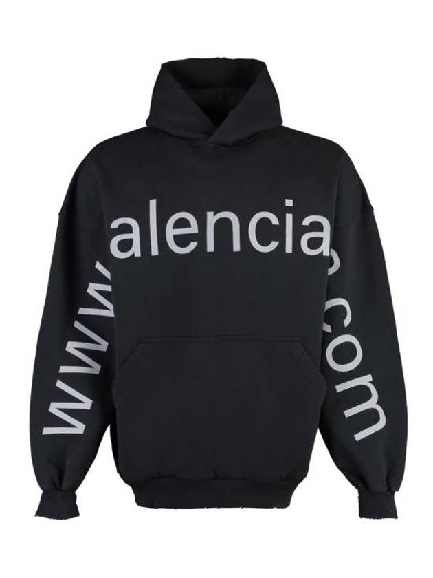 Luxury Balenciaga Trending 2026 Logo Print Cotton Hoodie Black