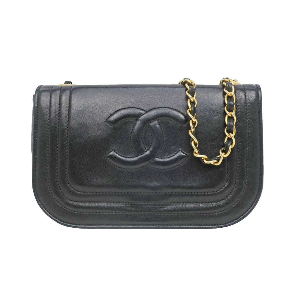 Chanel Chain Shoulder Bag  Black Black G  A1700
