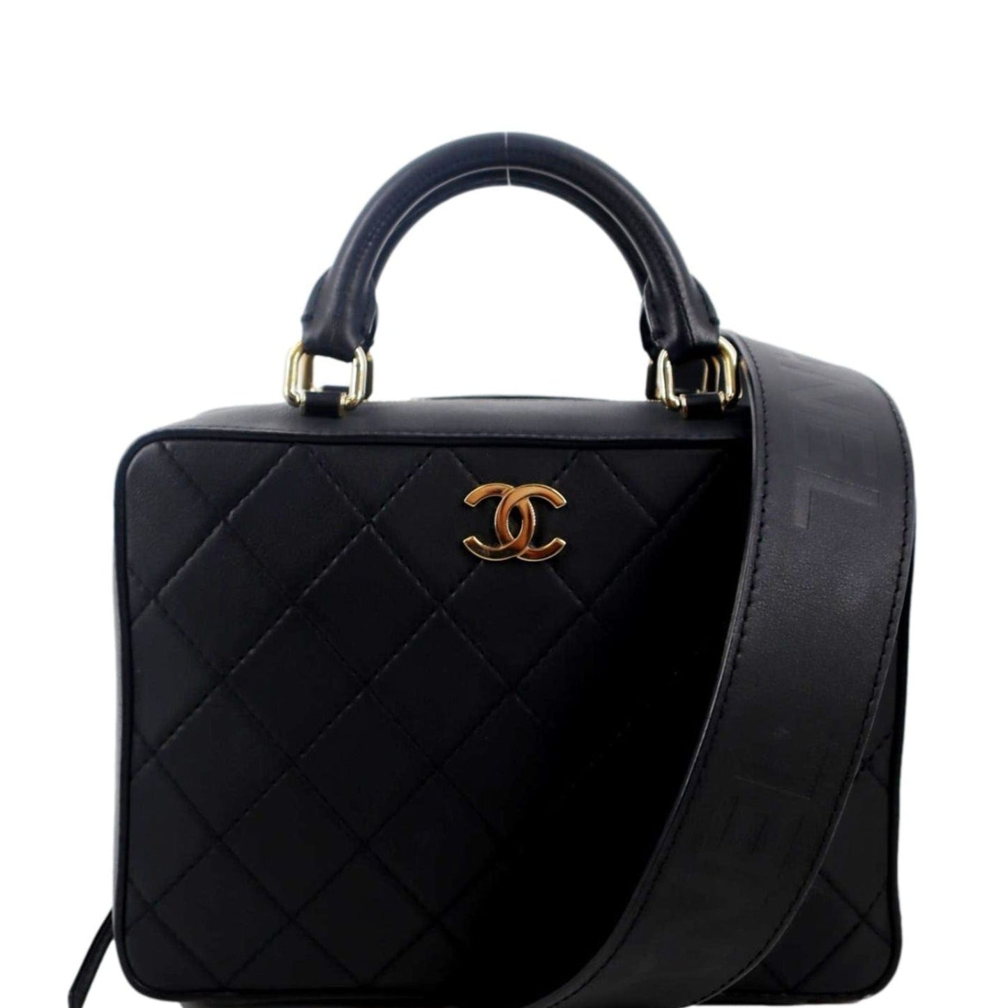 CHANEL Vanity Leather Crossbody Bag Black-