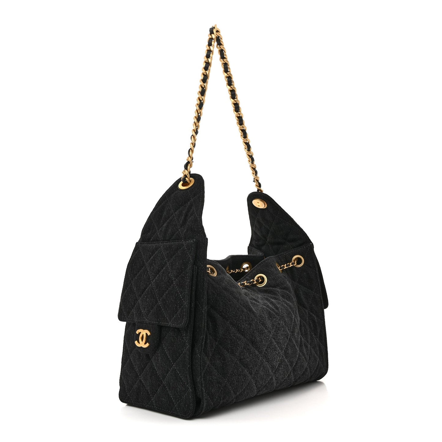 Washed Quilted Small Chanel 25 Handbag Black