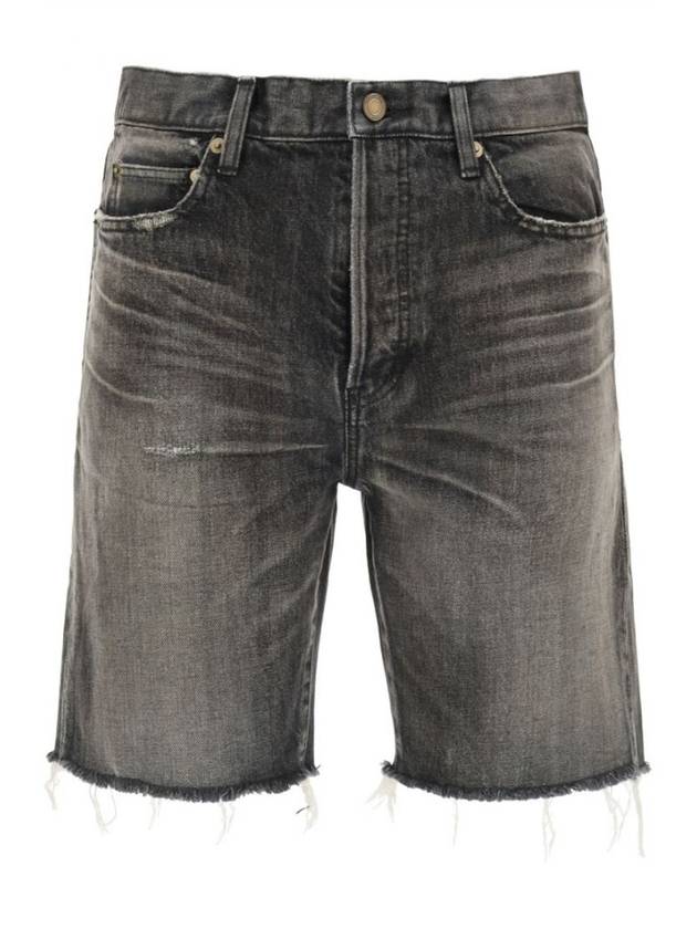 Luxury Saint Laurent Trending 2025 Washing Denim Bermuda Shorts Grey