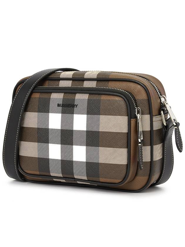Luxury Burberry Men's Check Logo Messenger Cross Bag Brown