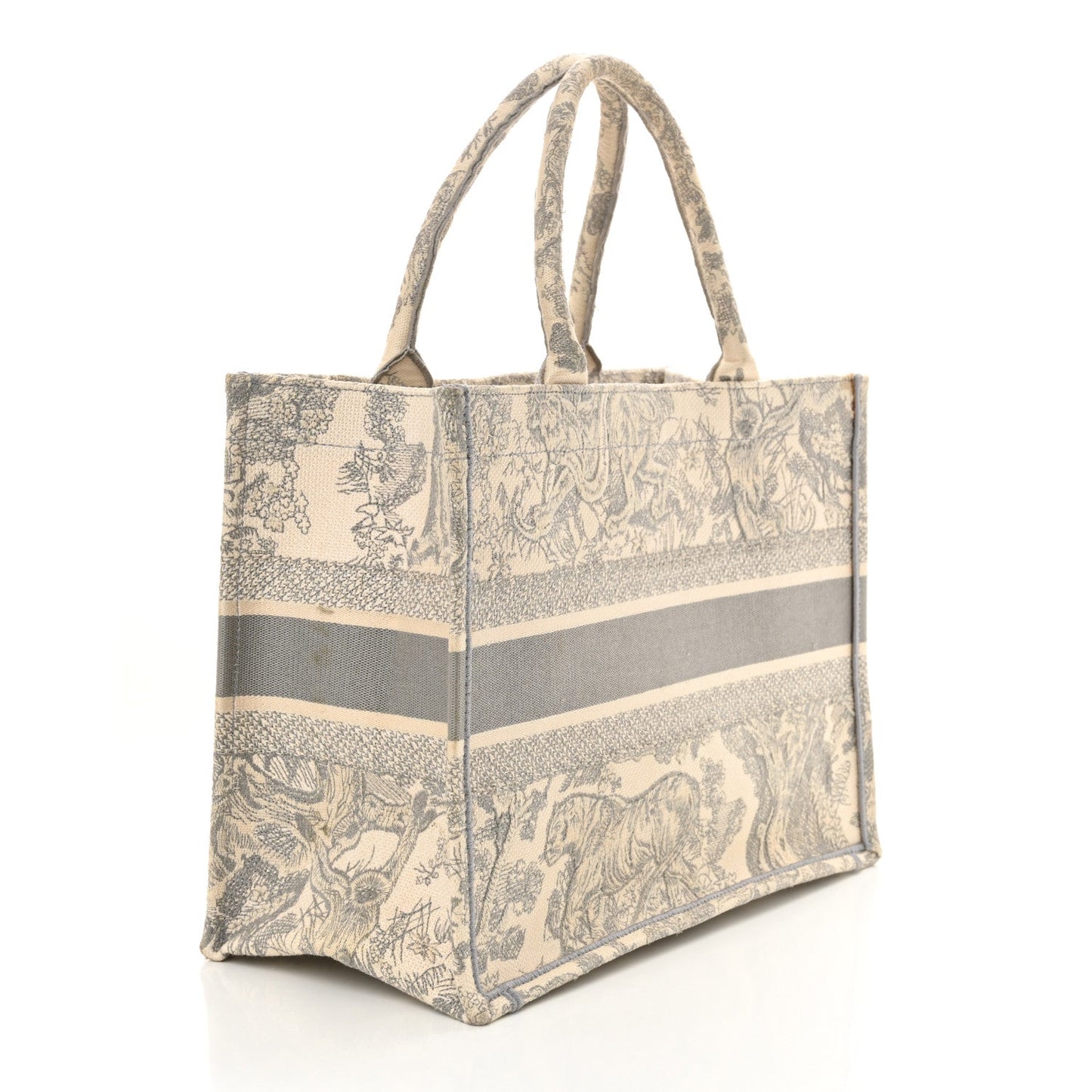Christian Dior Canvas Embroidered Medium Dioriviera Toile De Jouy Book Tote Gray