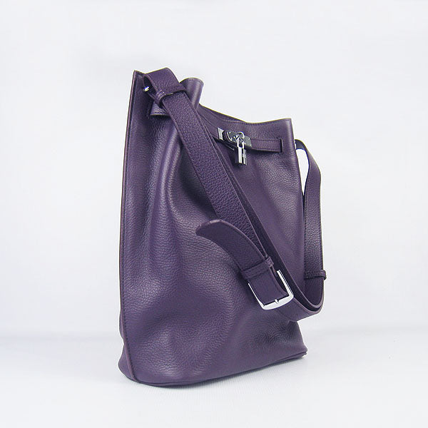 Luxury Hermes Nappa Leather Shoulder Bag H2804 purple Silver