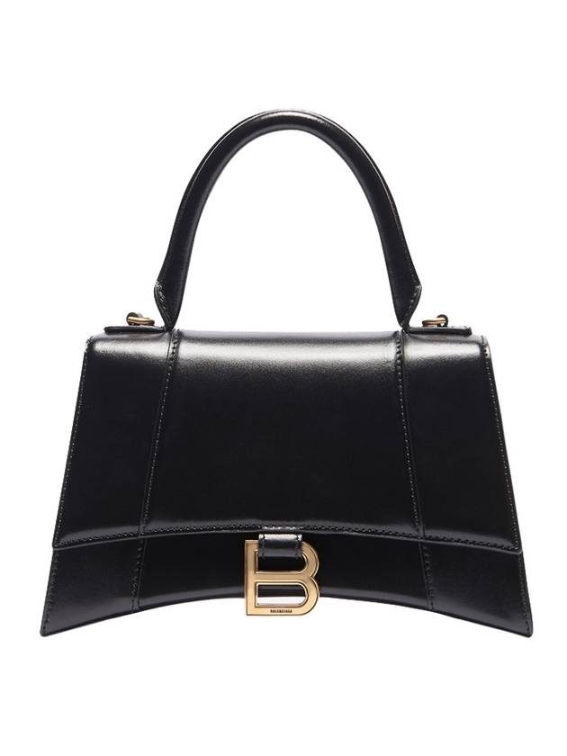 Luxury Balenciaga Trending 2026 Hourglass Small Tote Bag in Shiny Box Calfskin Black