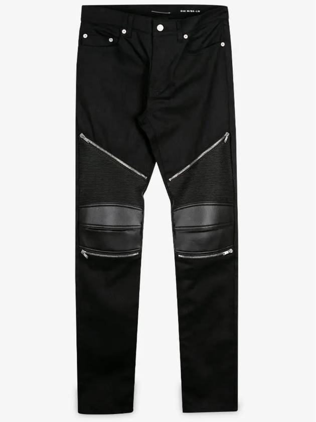 Luxury Saint Laurent Trending 2025 Leather Biker Jeans Black