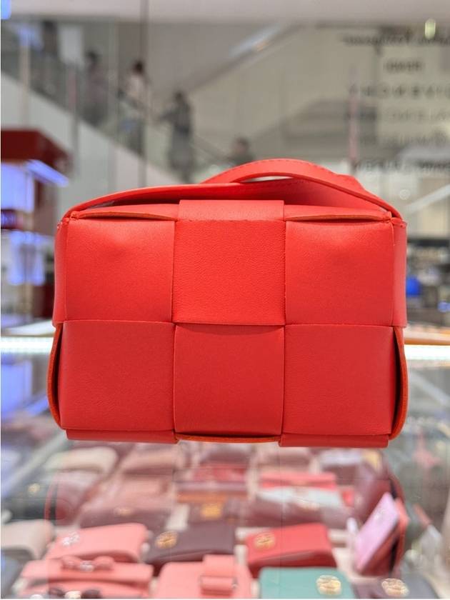 Luxury Bottega Veneta Intrecciato Cassette Small Cross Bag Red