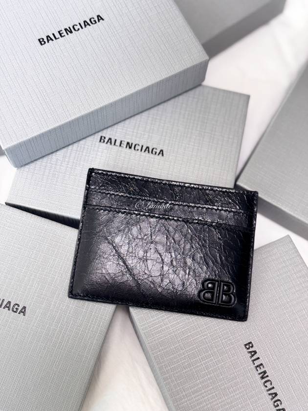 Luxury Balenciaga Trending 2026 Monaco Card Wallet Black