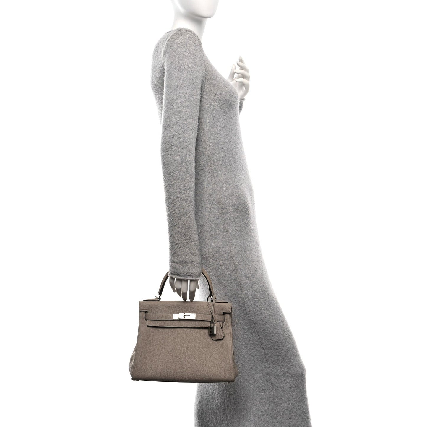 Hermes Togo Kelly Retourne 28 Gris Tourterelle