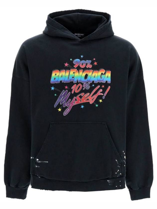 Luxury Balenciaga Trending 2026 Logo Graphic Print Cotton Oversized Hoodie Black