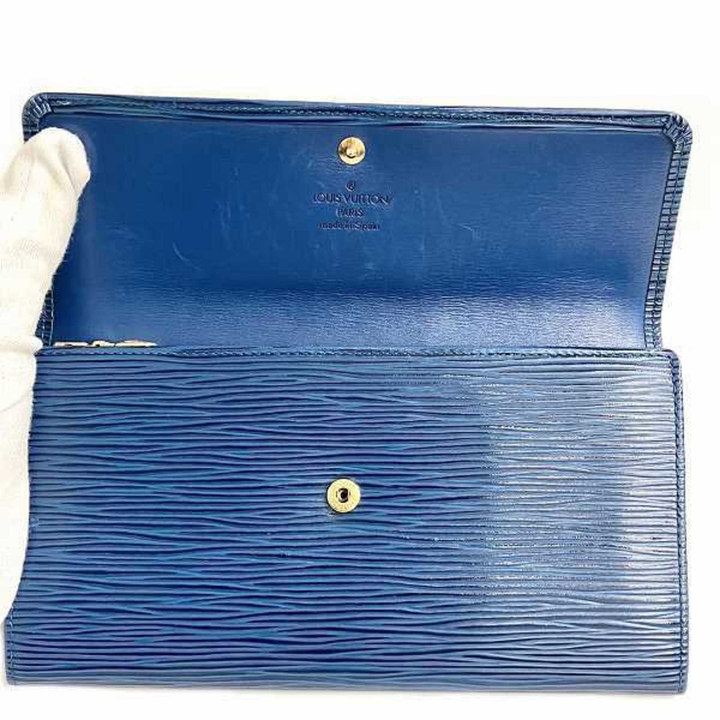 Louis Vuitton blue Toledo blue Leather Long Wallet (Bi-Fold)