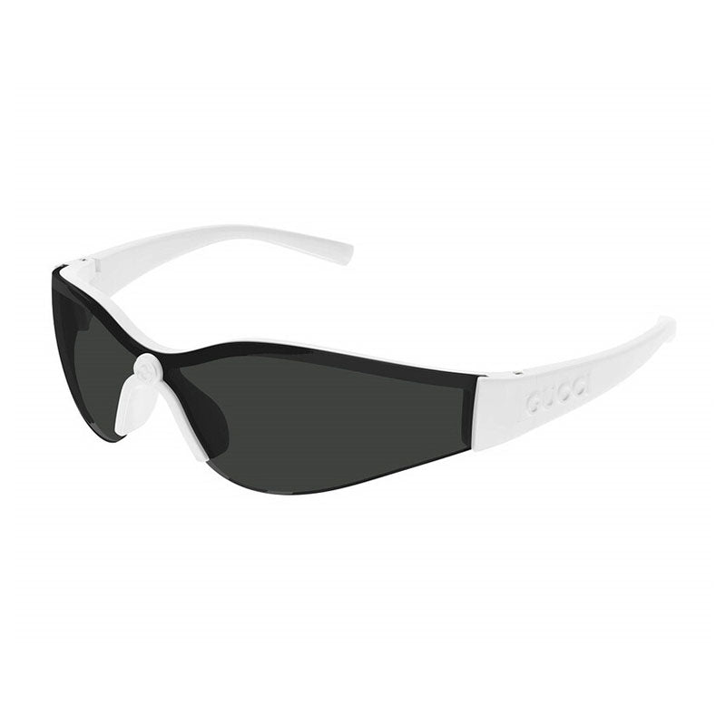 Gucci Sunglasses Shield Semi Rim, White Frame and Grey Lens GG1651S006