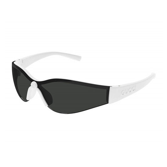 Gucci Sunglasses Shield Semi Rim, White Frame and Grey Lens GG1651S006