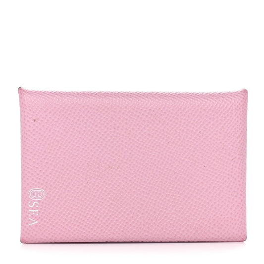 Hermes Epsom Horseshoe Calvi Card Case Mauve Sylvestre Craie