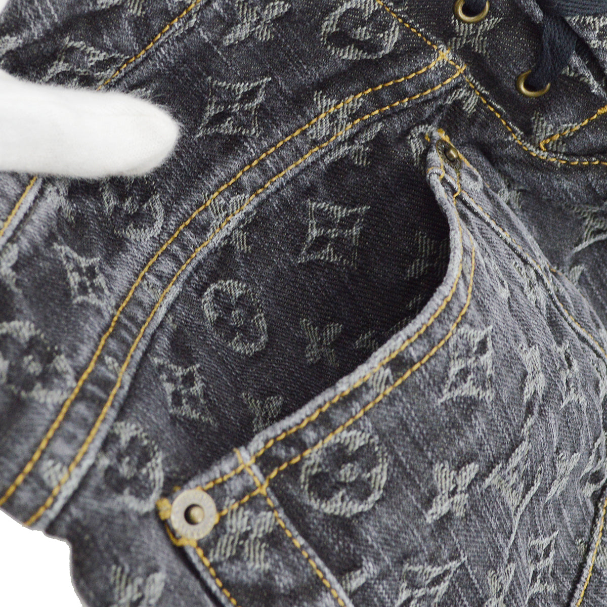 Louis Vuitton 2007 Monogram Denim Long Pants Gray #40