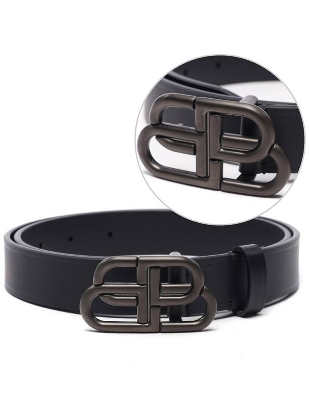 Luxury Balenciaga Trending 2026 BB Logo Thin Calfskin Belt Black