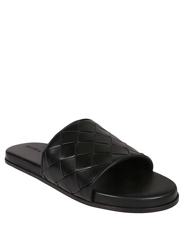 Luxury Bottega Veneta Intrecciato Leather Slippers Black