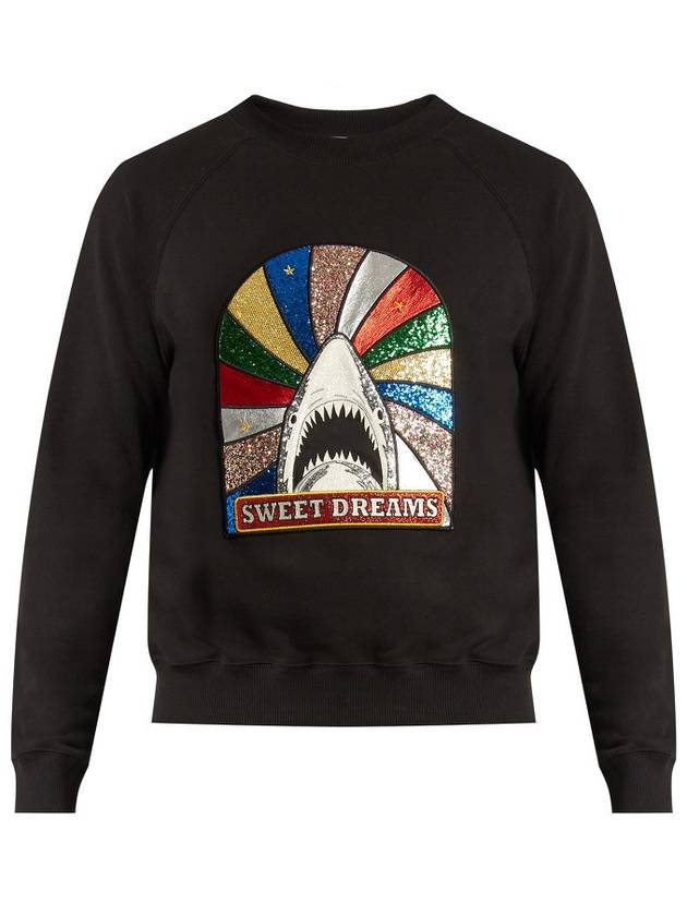 Luxury Saint Laurent Trending 2025 Shark Patch Cotton Sweatshirt Black