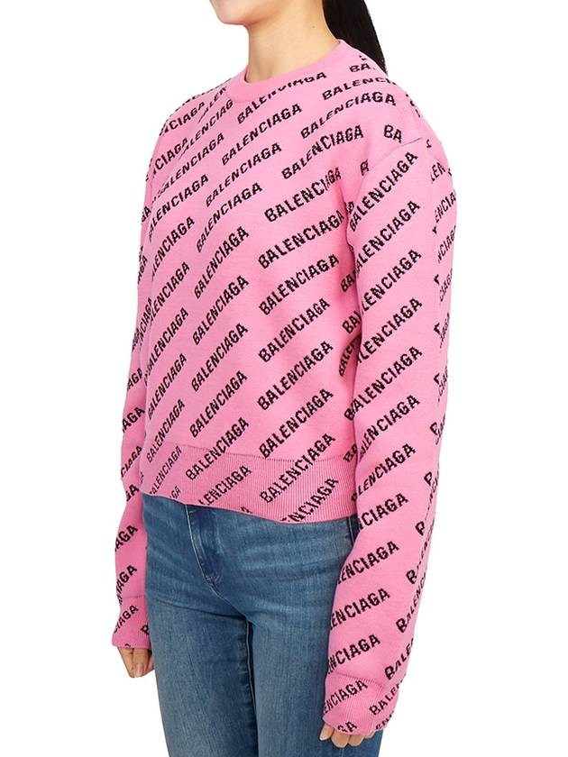 Luxury Balenciaga Trending 2026 Mini All-Over Logo Knit Top Pink