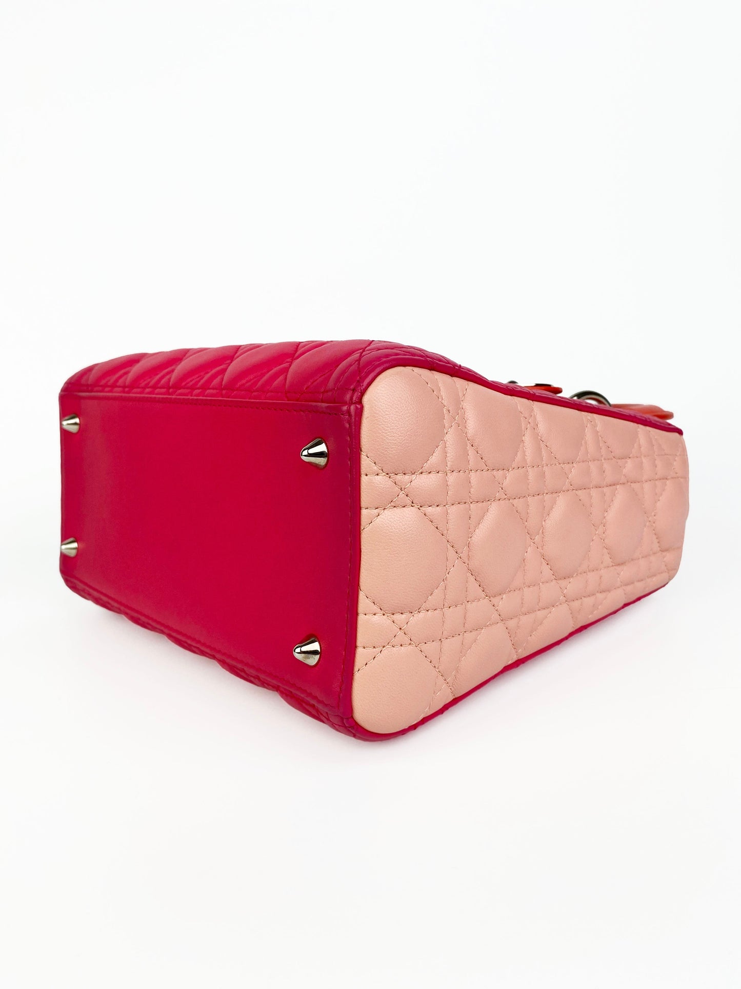Christian Dior Orange & Pink Colourblock Lady Dior Bag