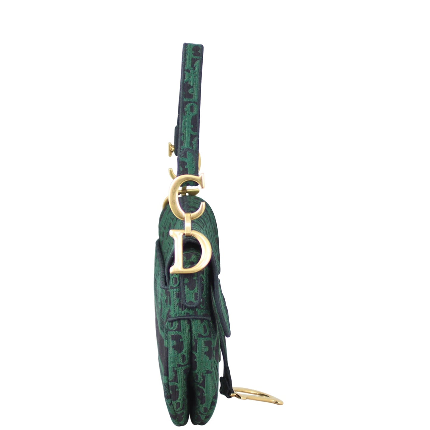 Dior Oblique Embroidery Saddle Bag with Tartan Studded Shoulder Strap