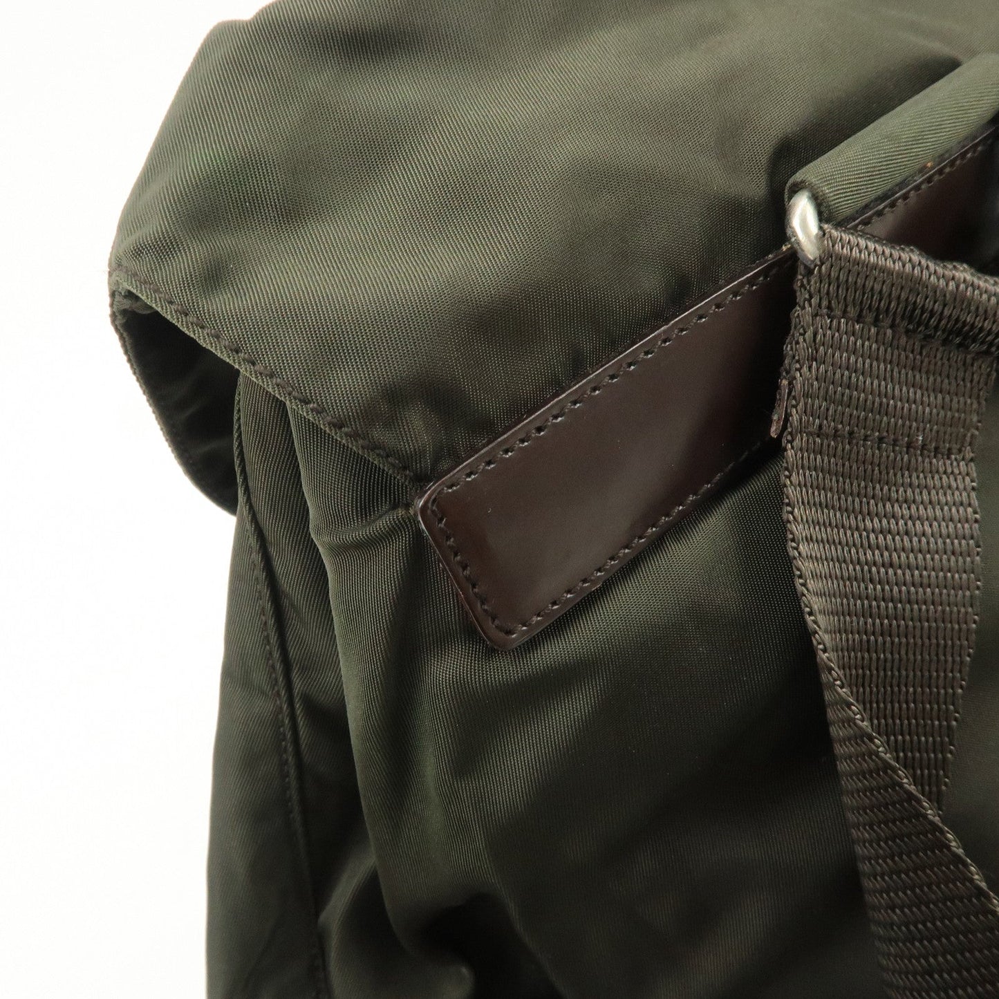 PRADA  Triangle Logo Leather Nylon BackPack B5885F