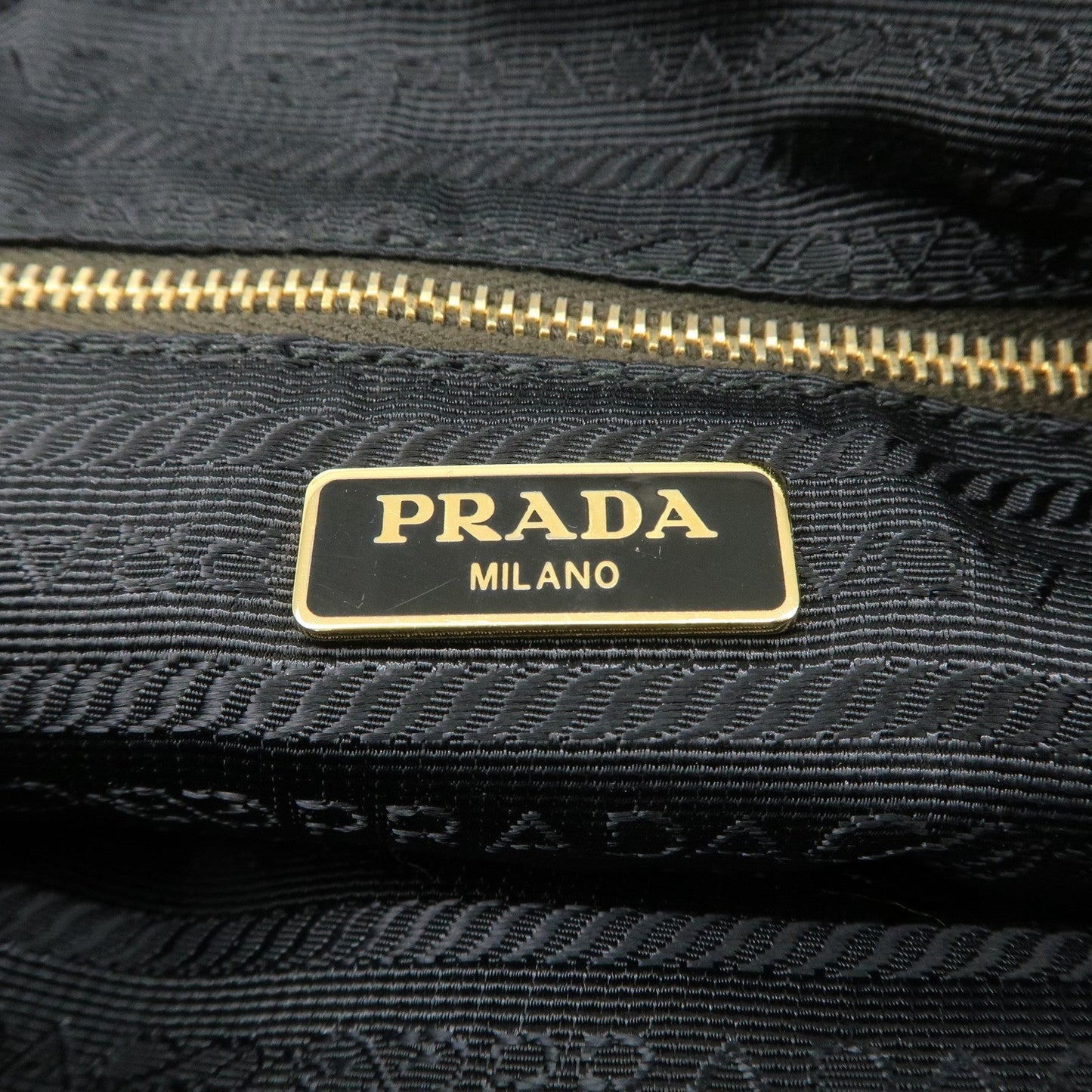 PRADA Triangle Logo Canvas Leather Cosmetic Pouch Khaki 1N1857