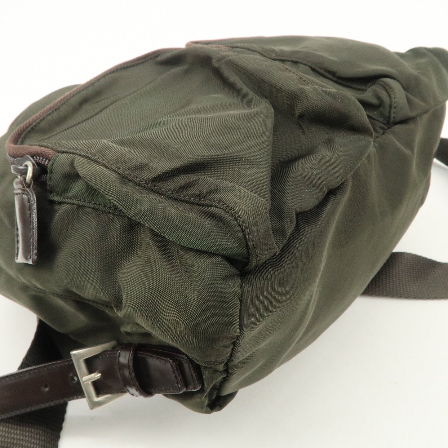 PRADA  Triangle Logo Leather Nylon BackPack B5885F