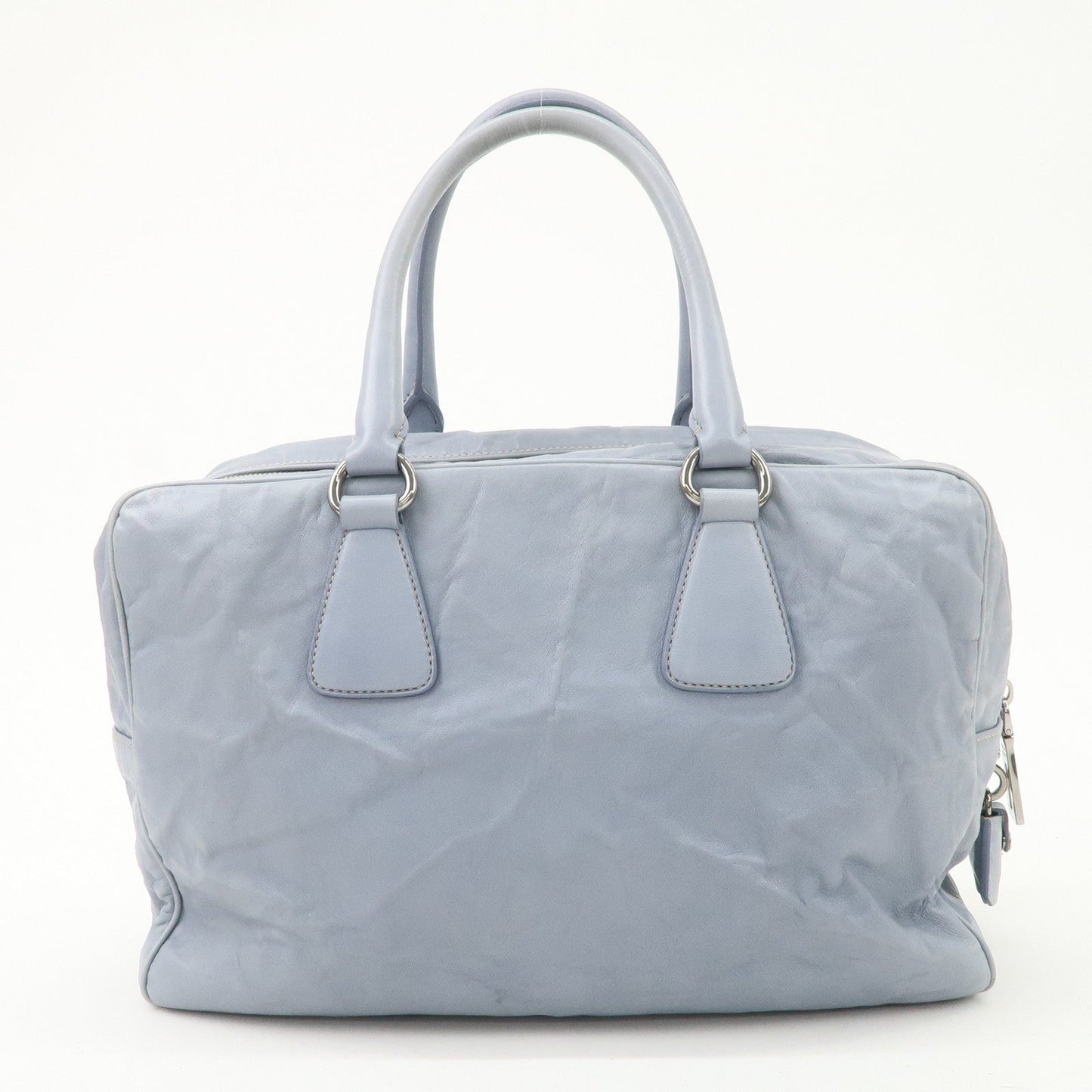 PRADA Logo Leather Shoulder Bag Hand Bag Blue BL094F