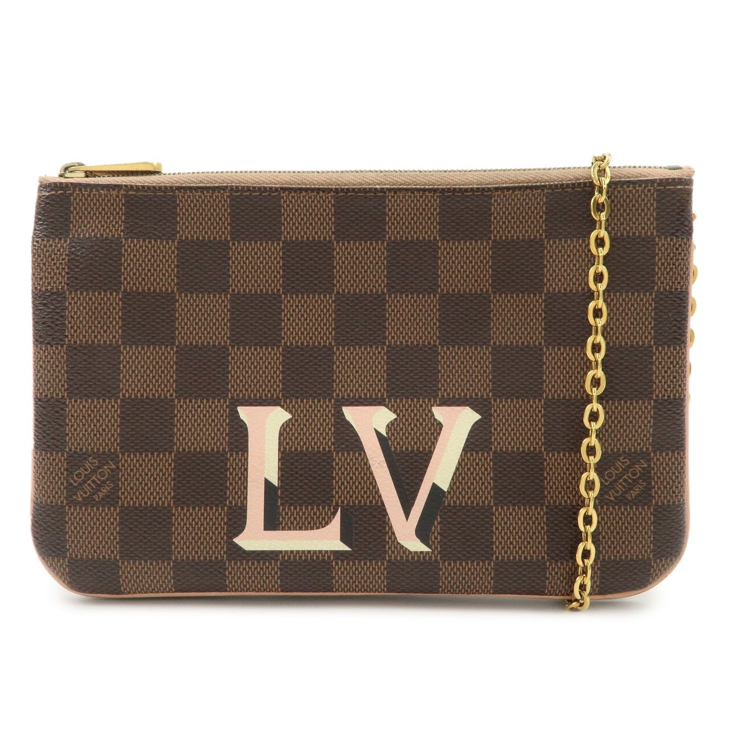 Louis Vuitton Damier Pochette Double Zip Shoulder Bag Brown N60254