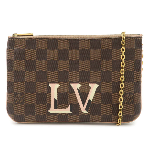 Louis Vuitton Damier Pochette Double Zip Shoulder Bag Brown N60254