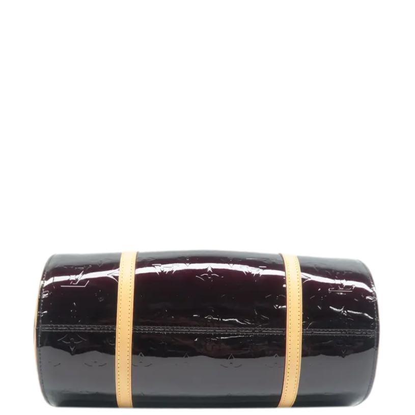 Louis Vuitton Papillon Monogram Patent Leather Shoulder Bag Burgundy