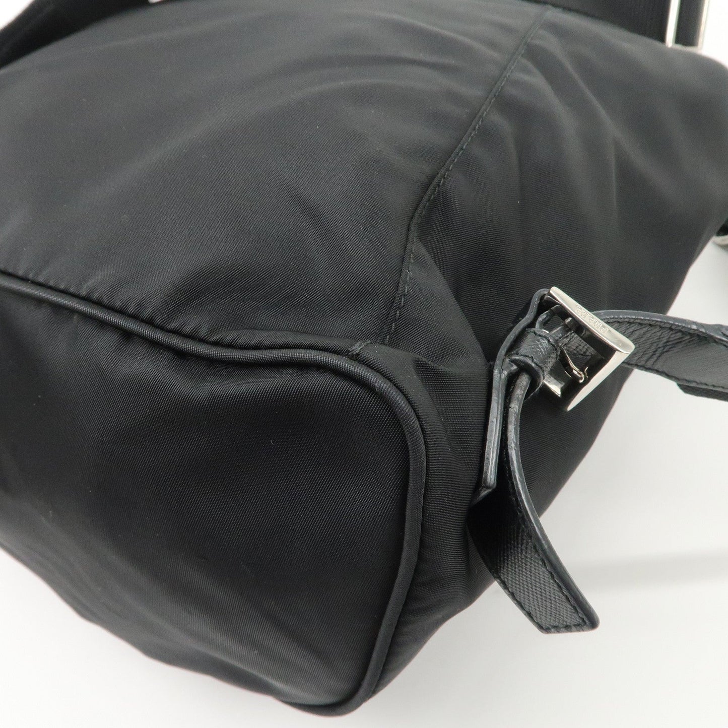 PRADA Triangle Logo Nylon Leather Backpack Ruck Sack Black
