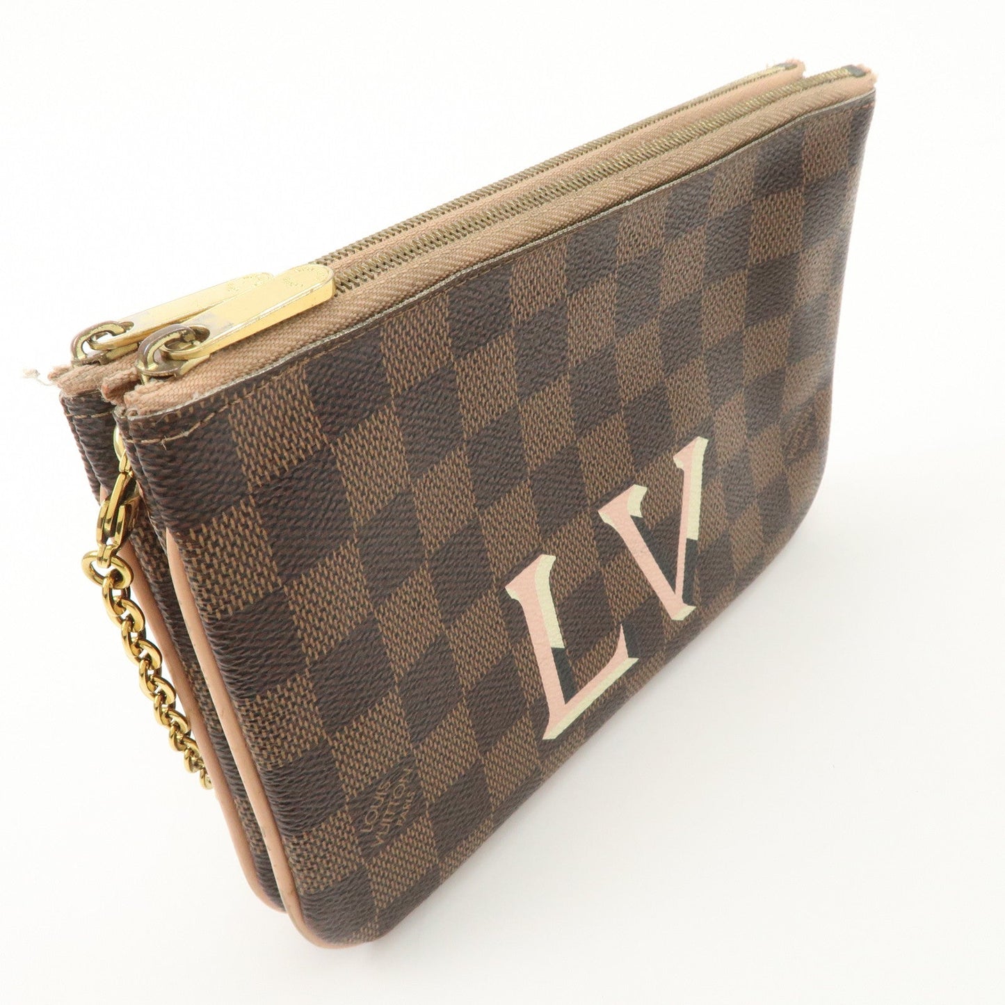Louis Vuitton Damier Pochette Double Zip Shoulder Bag Brown N60254
