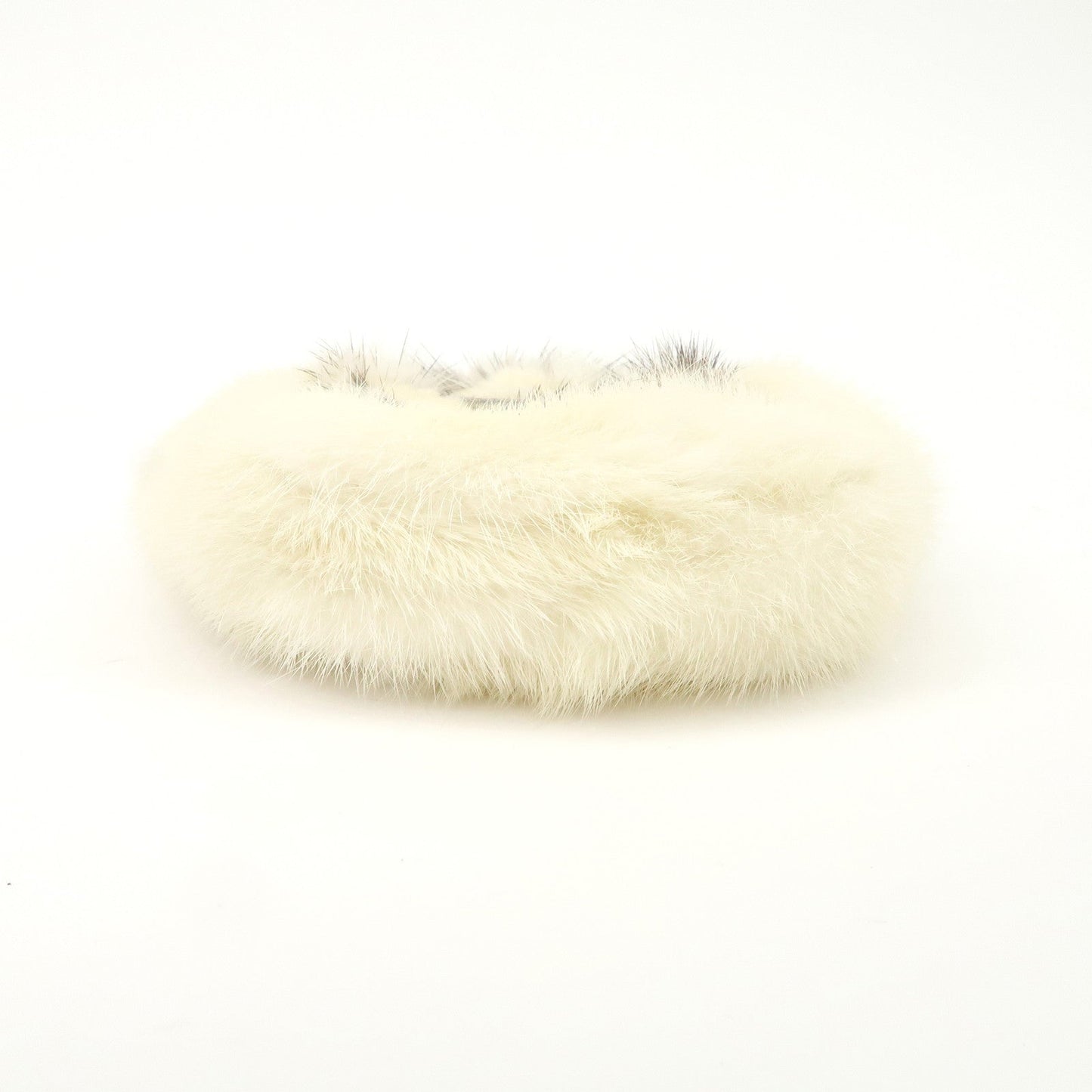 FENDI Seleria Leather Fur Flower Motif Kiss Lock Pouch Hand Bag 8BK048
