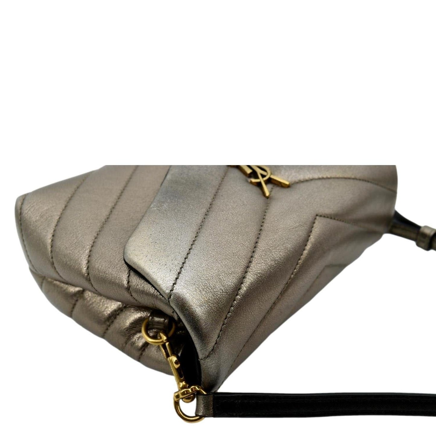 YVES SAINT LAURENT Loulou Toy Matelasse Leather Crossbody Bag Metallic Gold