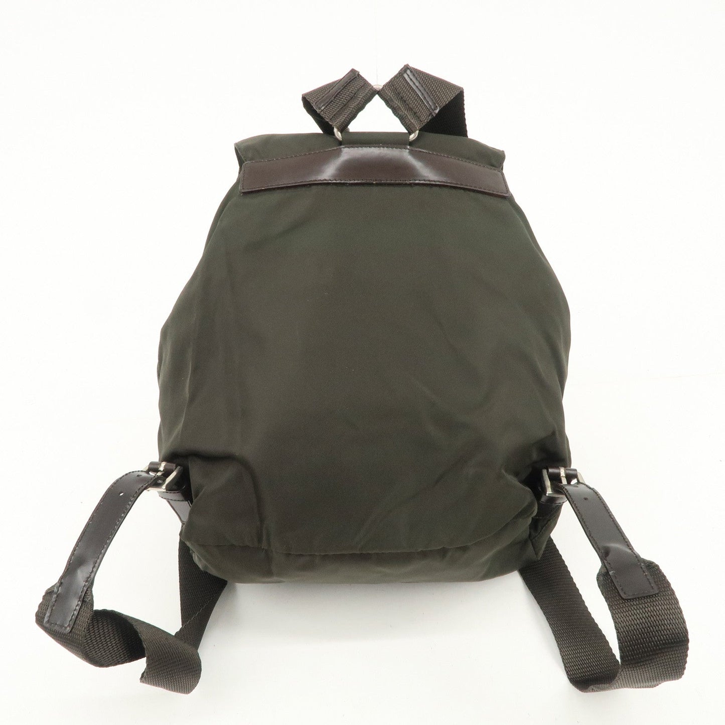 PRADA  Triangle Logo Leather Nylon BackPack B5885F