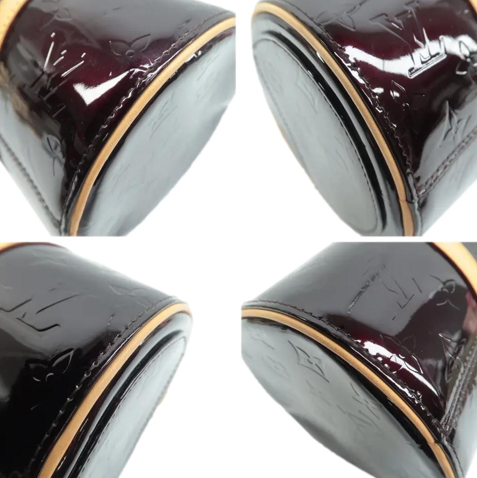 Louis Vuitton Papillon Monogram Patent Leather Shoulder Bag Burgundy