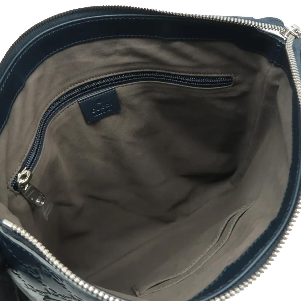 GUCCI Courrier Zip GG Leather Messenger Bag Blue 406408