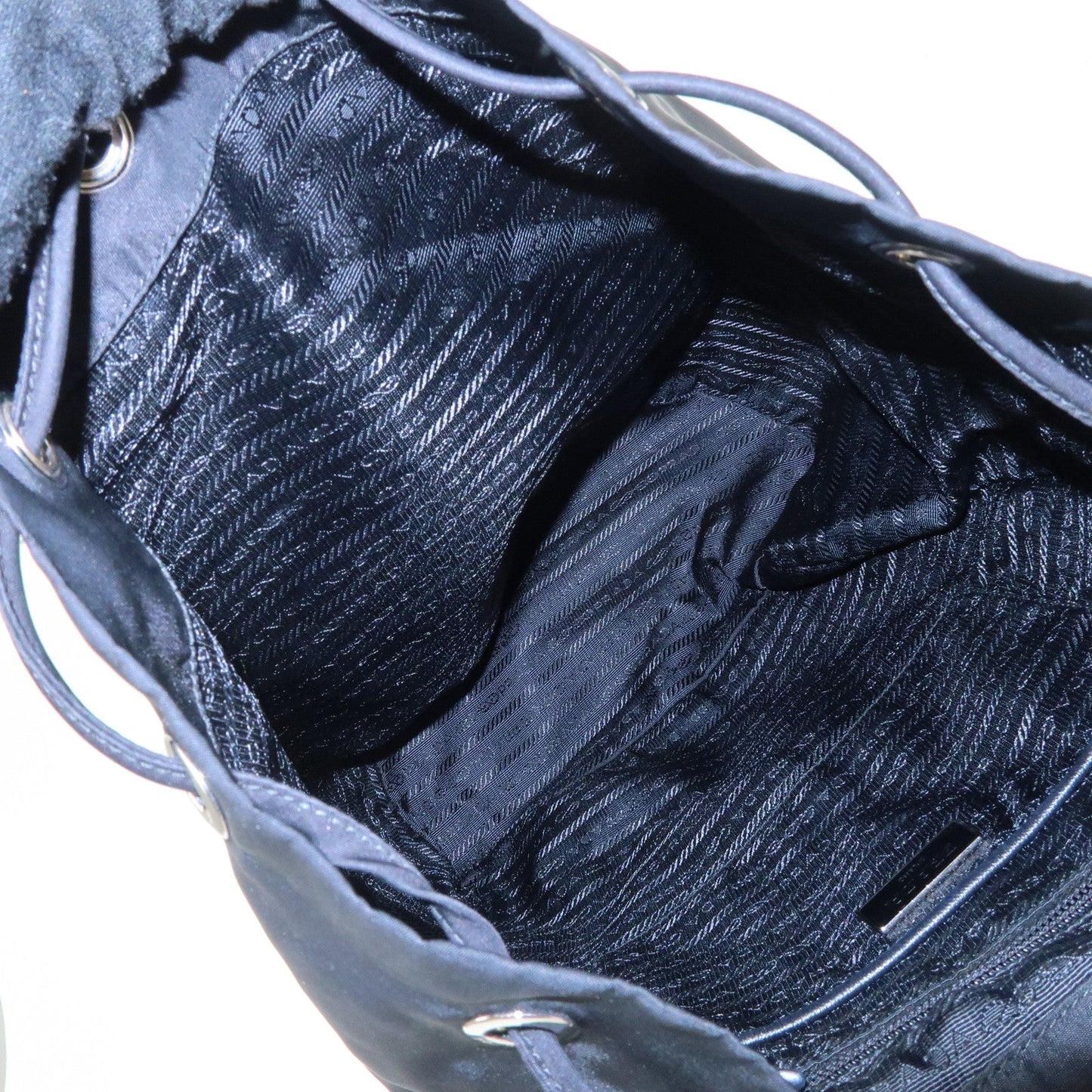 PRADA Triangle Logo Nylon Leather Backpack Ruck Sack Black