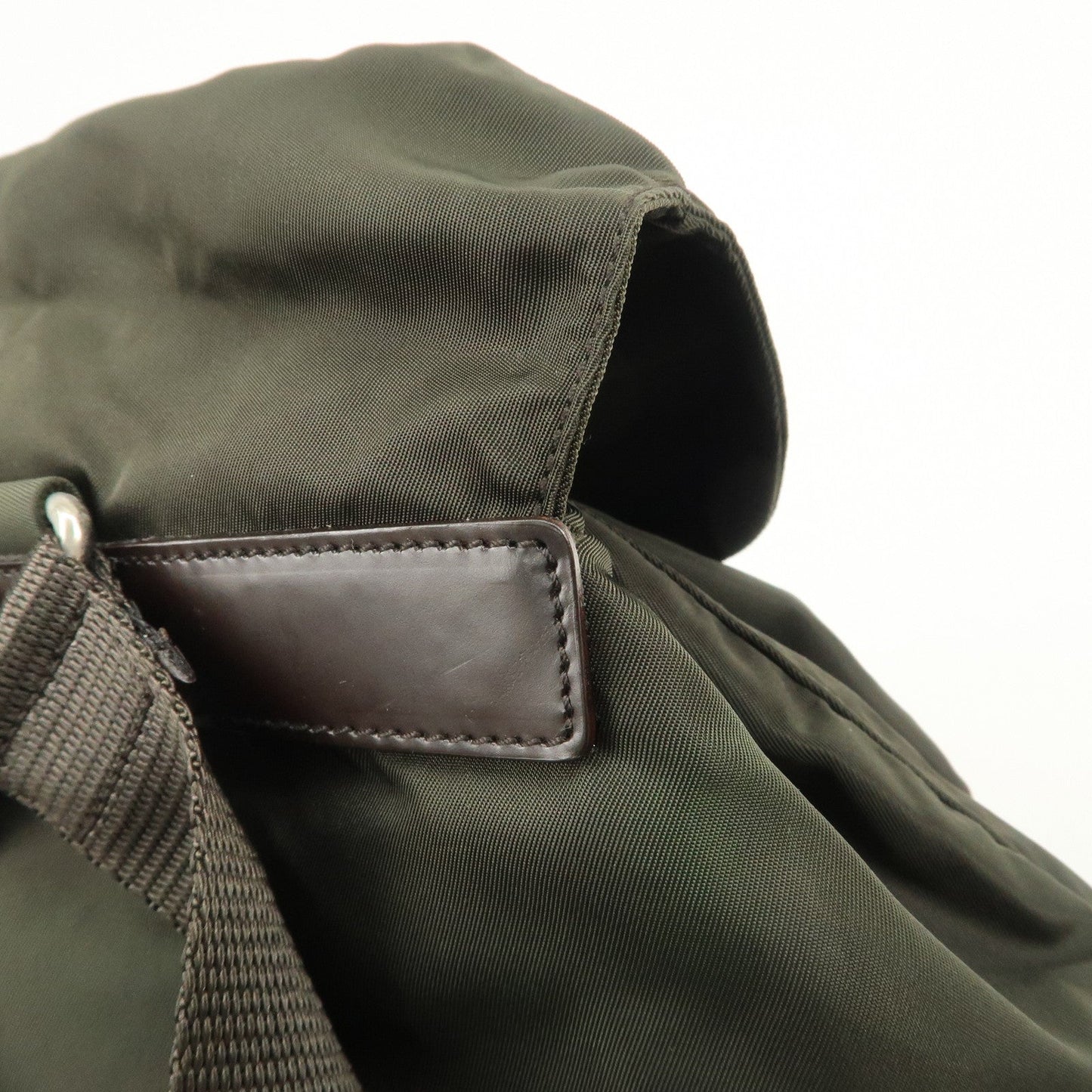 PRADA  Triangle Logo Leather Nylon BackPack B5885F