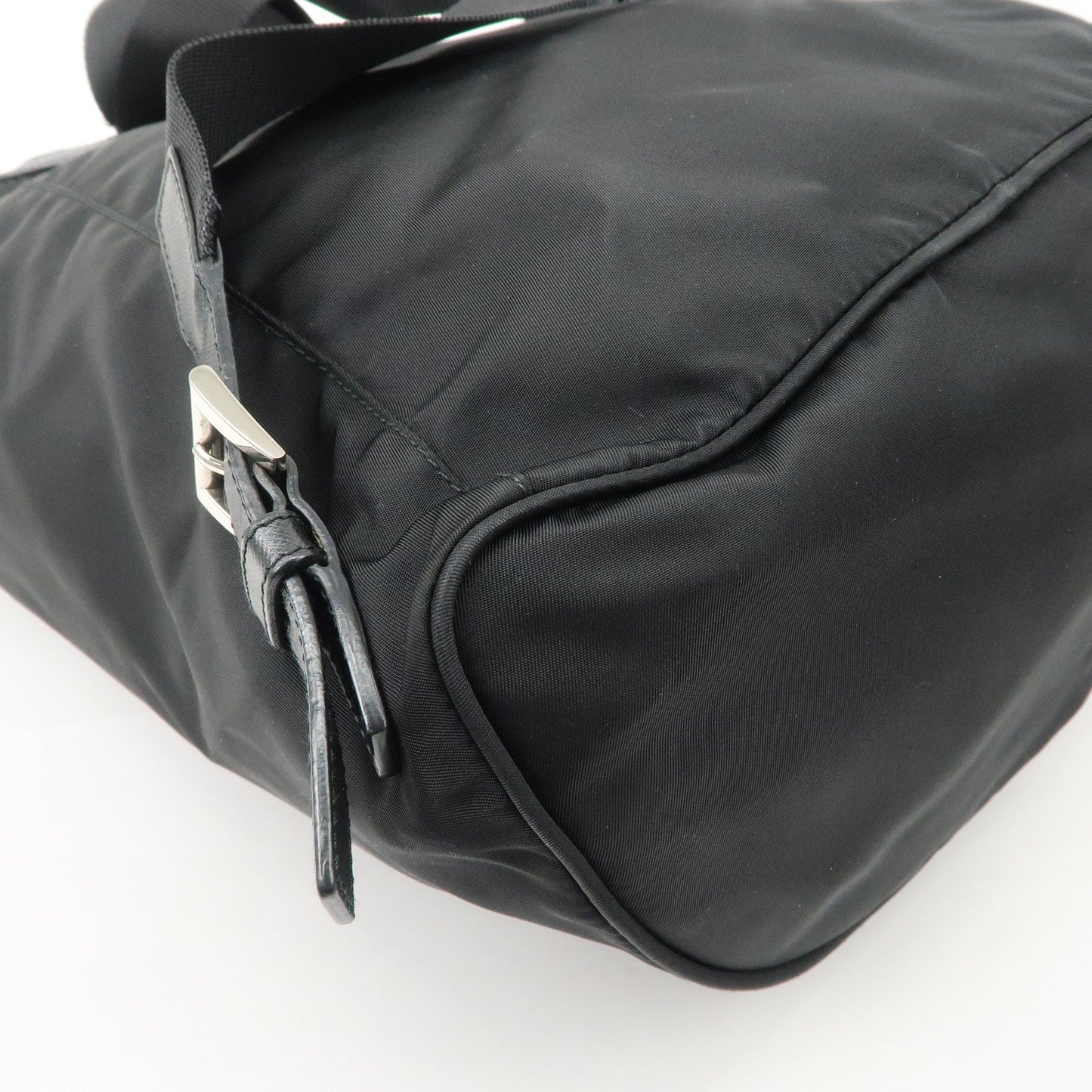 PRADA Triangle Logo Nylon Leather Backpack Ruck Sack Black