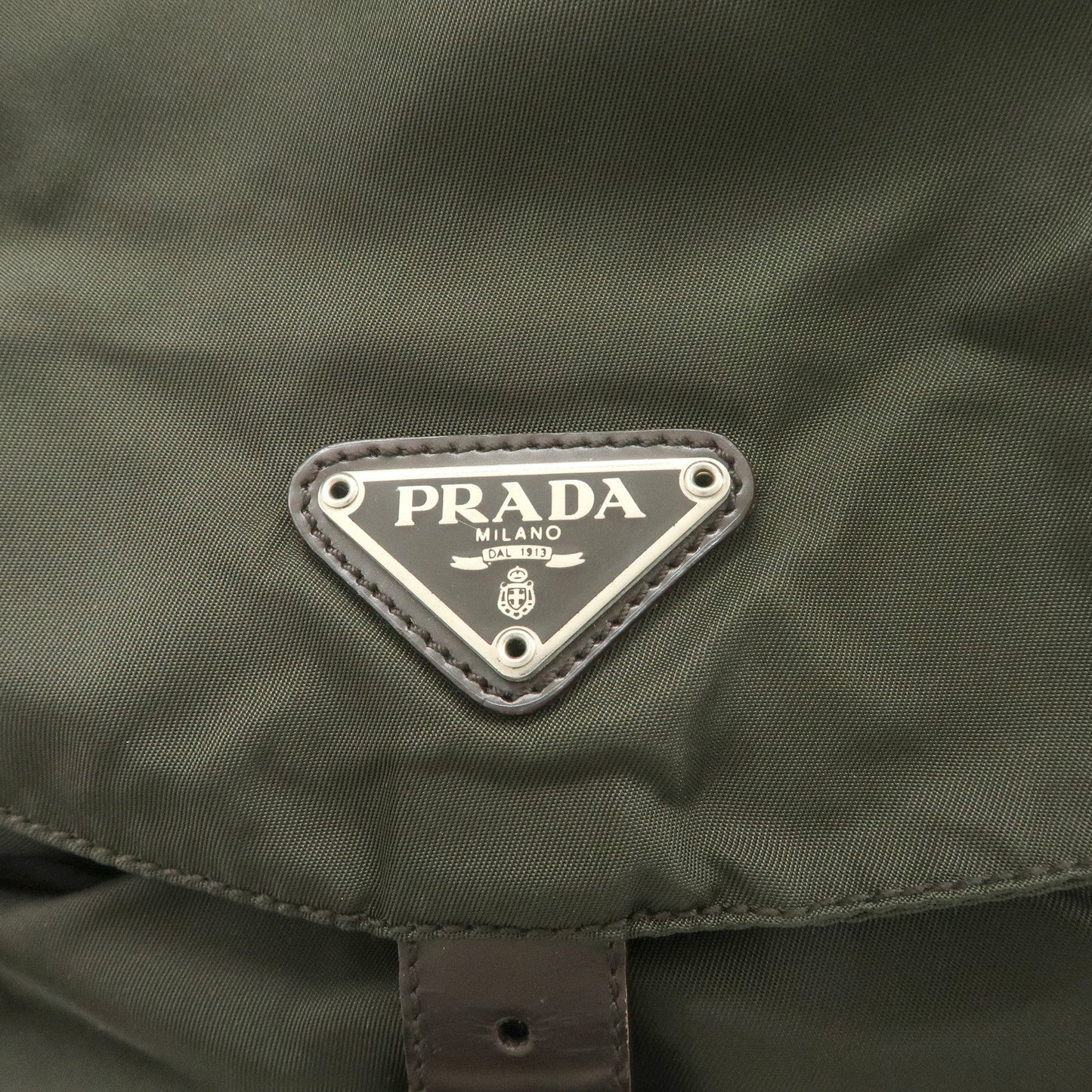 PRADA  Triangle Logo Leather Nylon BackPack B5885F