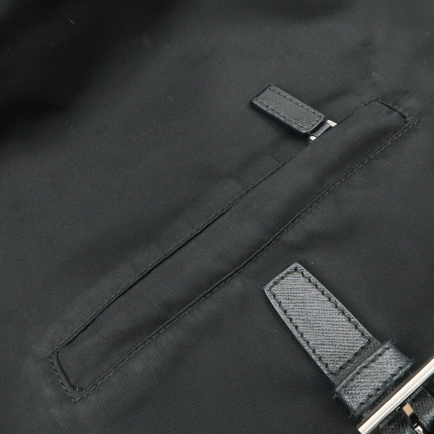 PRADA Triangle Logo Nylon Leather Backpack Ruck Sack Black
