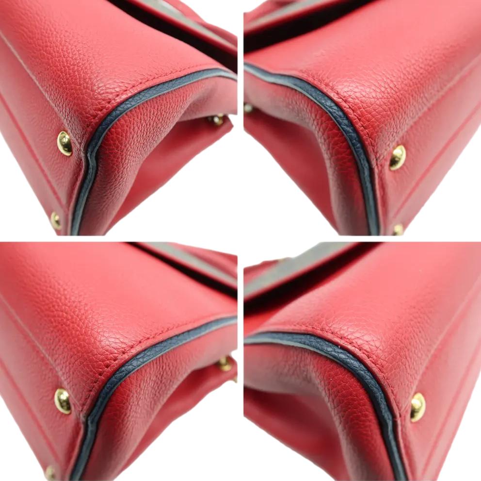LOUIS VUITTON Double V Monogram Leather Shoulder Bag Cerise