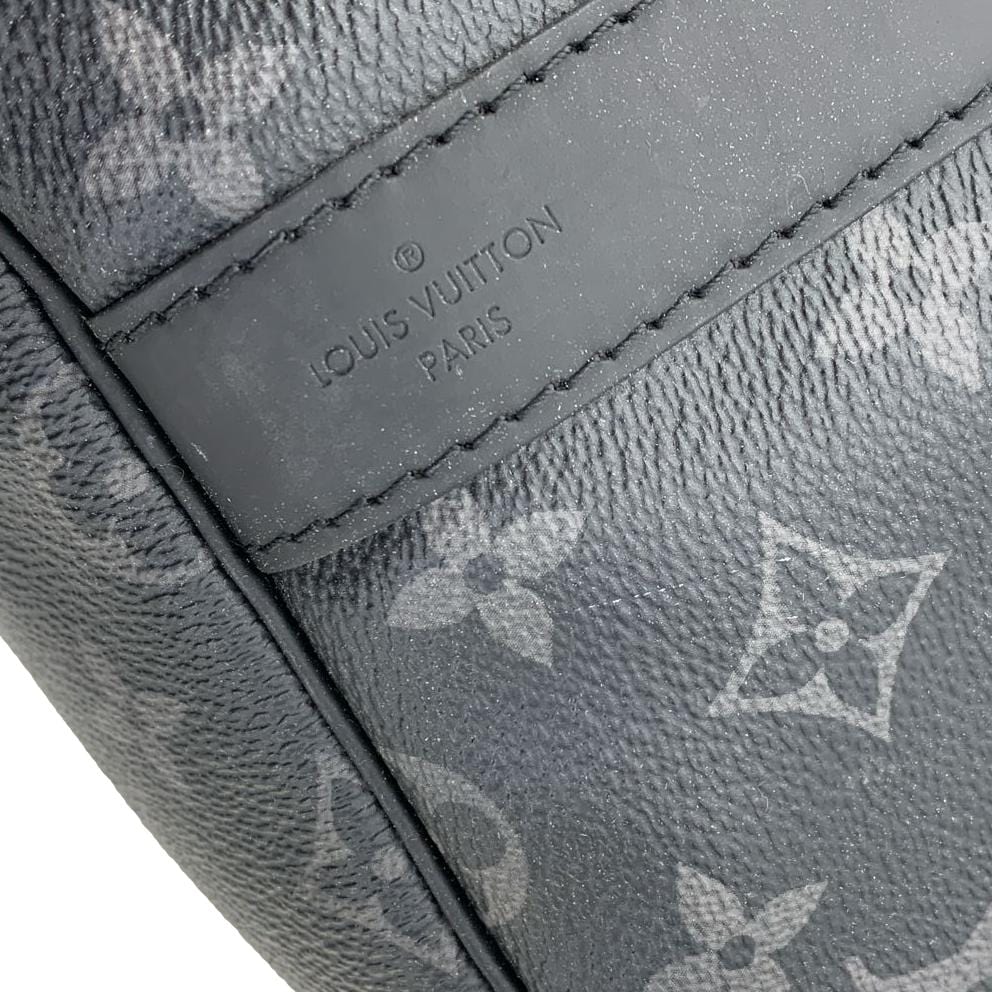 LOUIS VUITTON Keepall Bandouliere 55 Monogram Eclipse Travel Bag Black