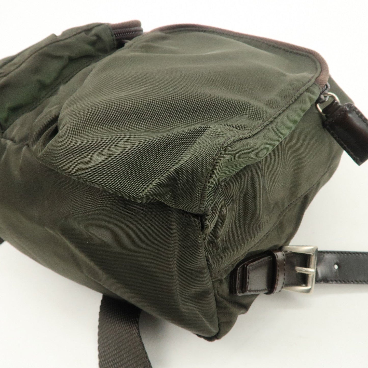 PRADA  Triangle Logo Leather Nylon BackPack B5885F