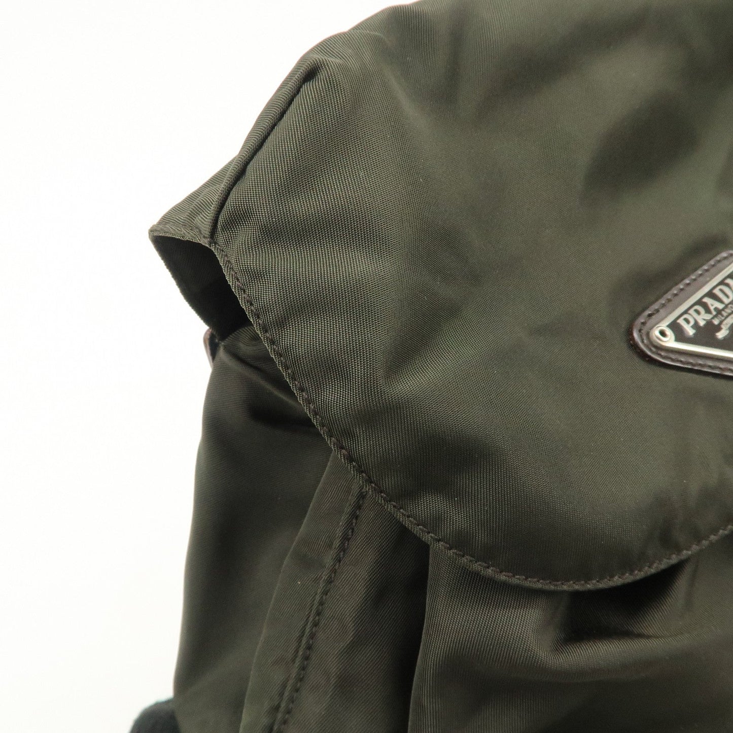 PRADA  Triangle Logo Leather Nylon BackPack B5885F