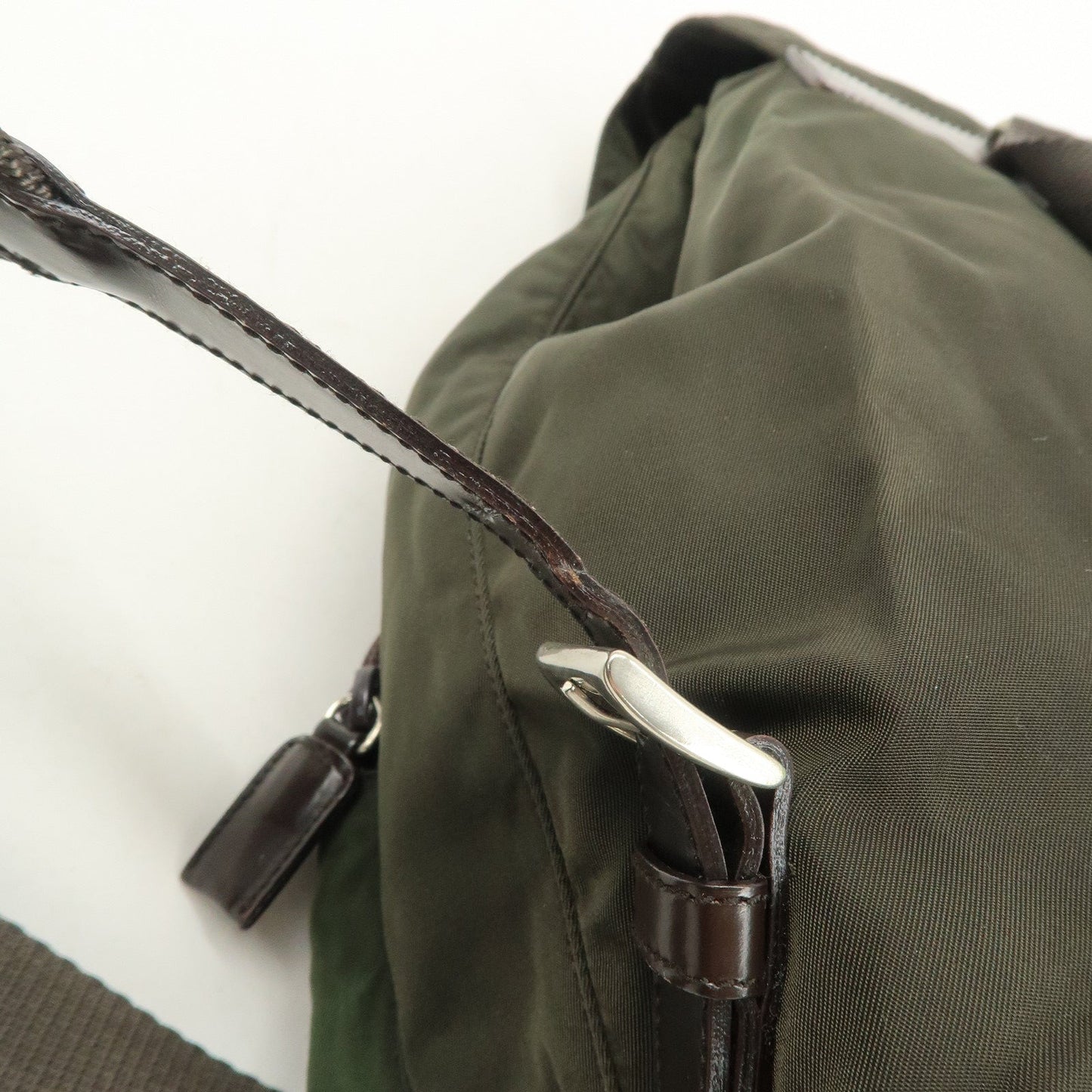PRADA  Triangle Logo Leather Nylon BackPack B5885F