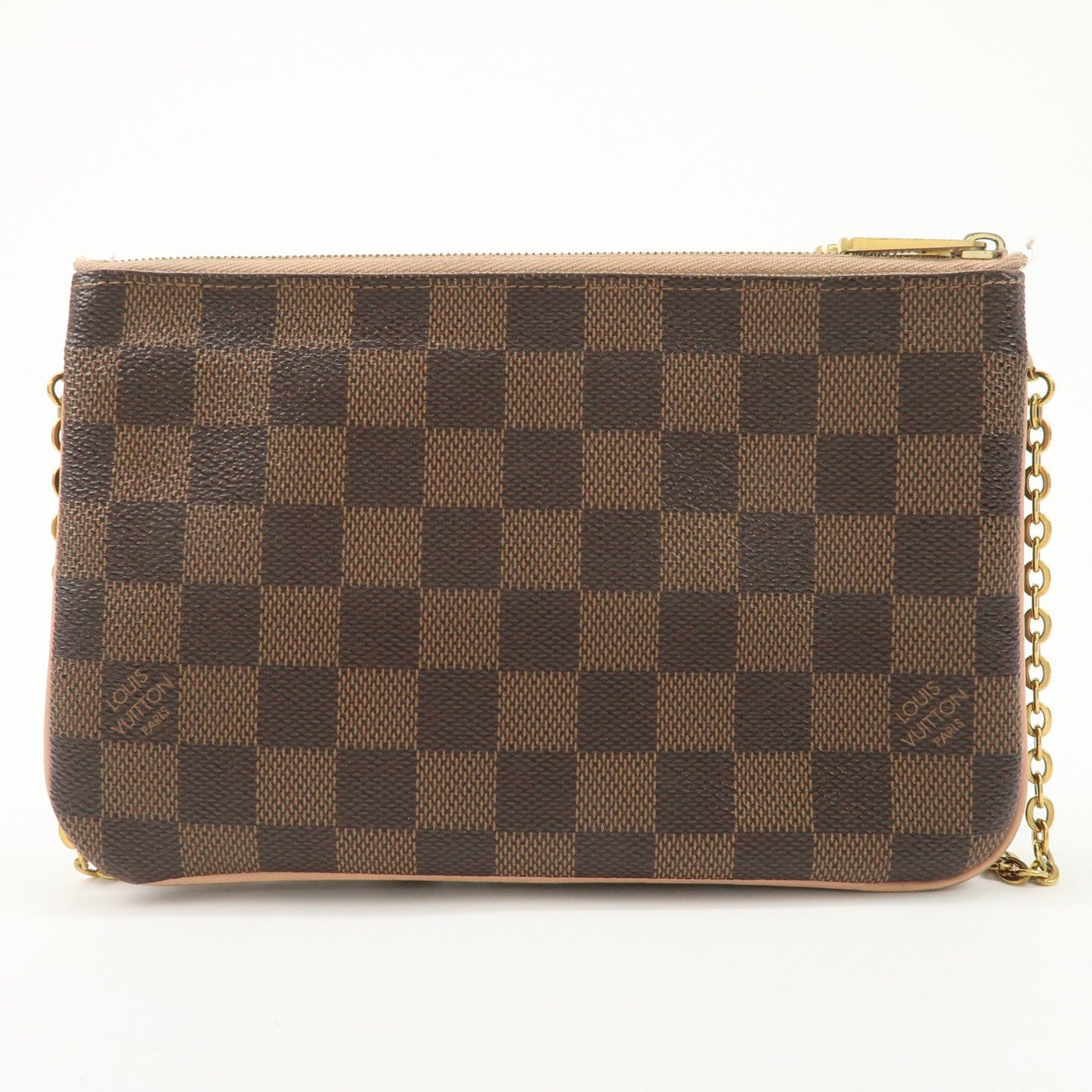 Louis Vuitton Damier Pochette Double Zip Shoulder Bag Brown N60254